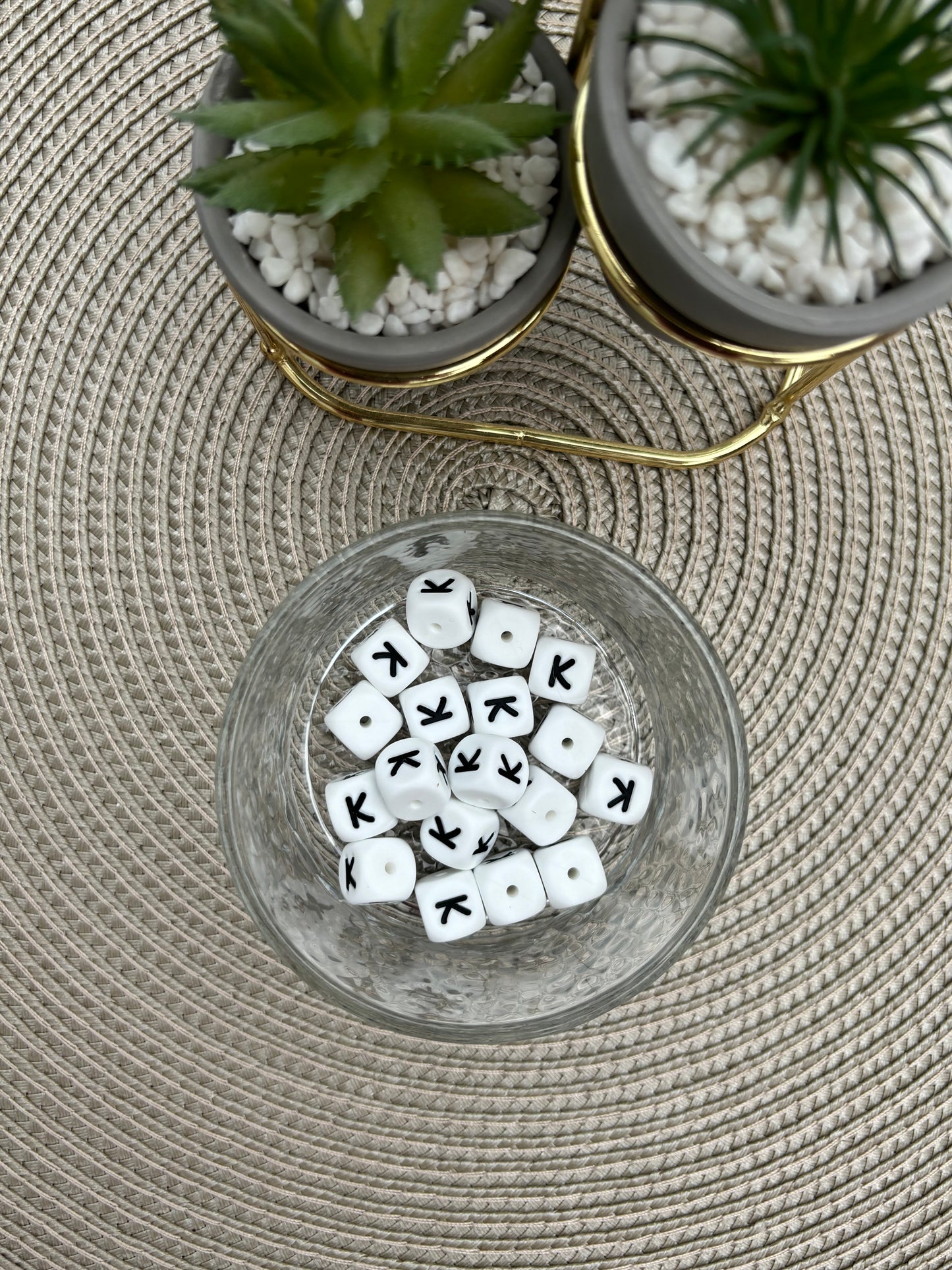 12mm Silicone Square Letters (white)