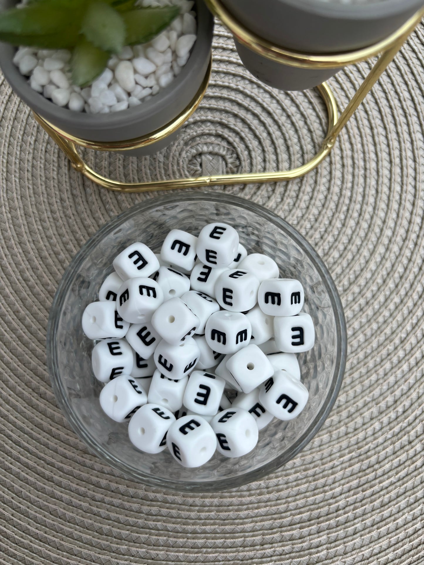 12mm Silicone Square Letters (white)