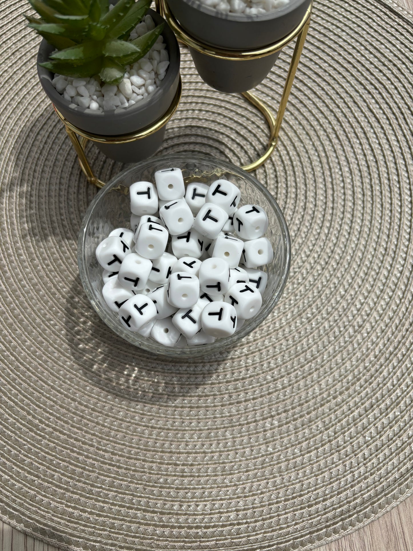 12mm Silicone Square Letters (white)