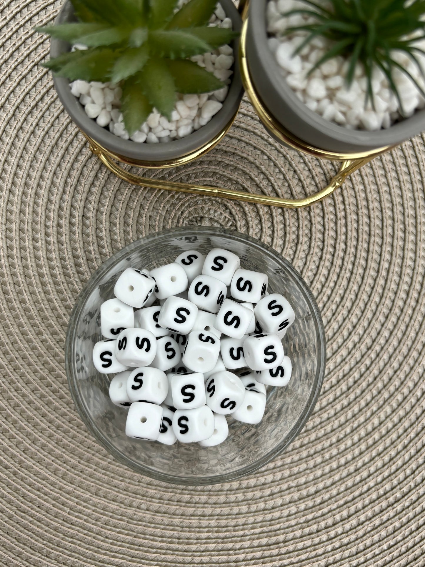 12mm Silicone Square Letters (white)