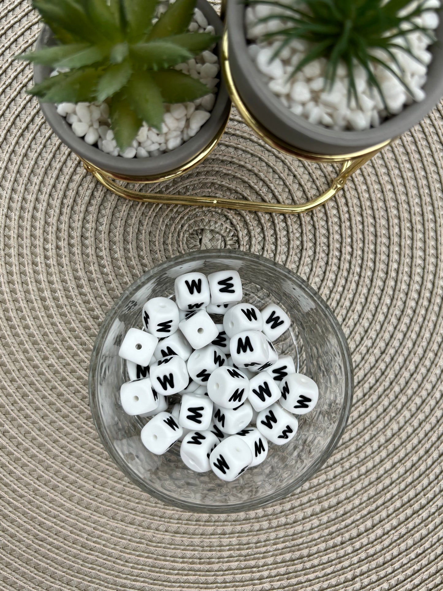 12mm Silicone Square Letters (white)