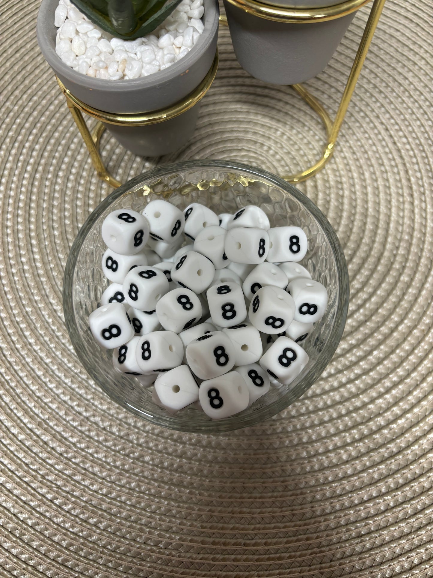 12mm Silicone Square Numbers (white) -DISCONTINUED