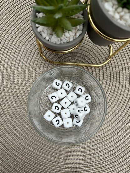 12mm Silicone Square Letters (white)