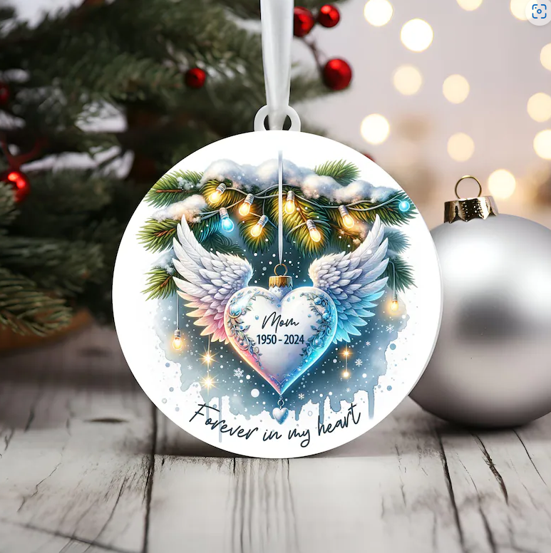 Memorial Heart with Wings Ornament