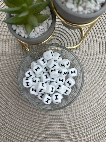 12mm Silicone Square Letters (white)