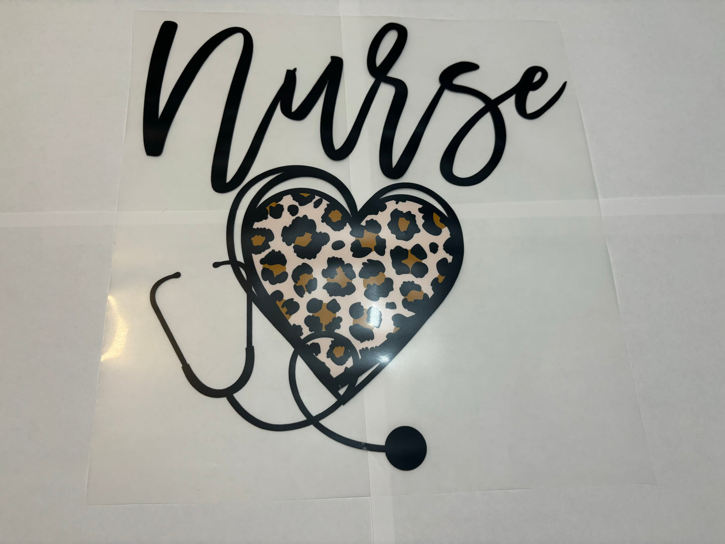 Nurse Leopard Heart  - Clear Film Transfer