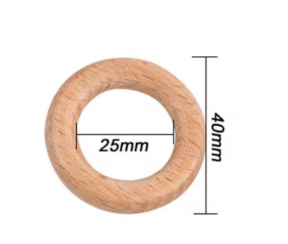 40mm Beech Wooden Rings - 2 pack