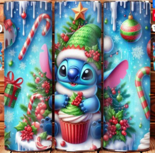 Blue Alien Christmas Tumbler Design