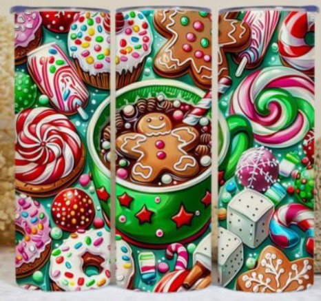 Hot Cocoa & Holiday Snacks Tumbler Design