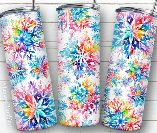 Neon Snowflakes Tumbler Design