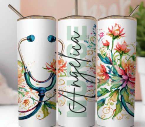 Personalized Floral Stethoscope Tumbler