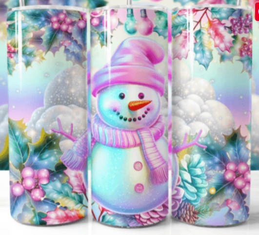 Pink Snowman Tumbler Design