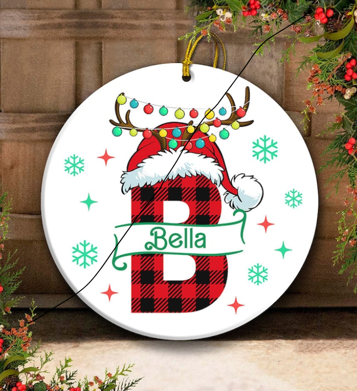 Personalized Plaid Letter Ornament