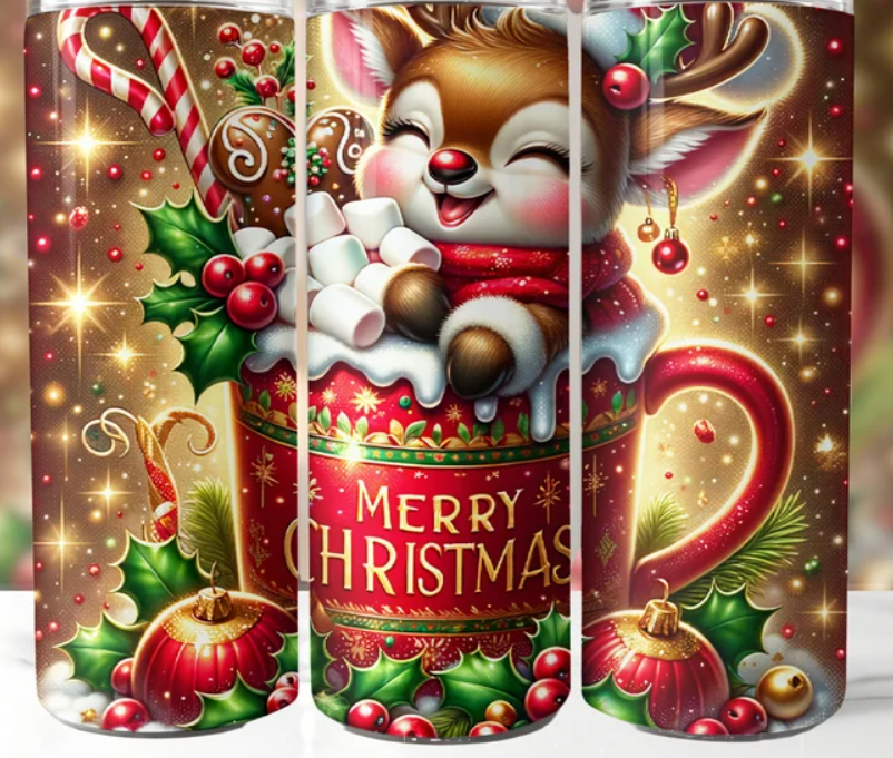 Reindeer Hot Chocolate Tumbler Design