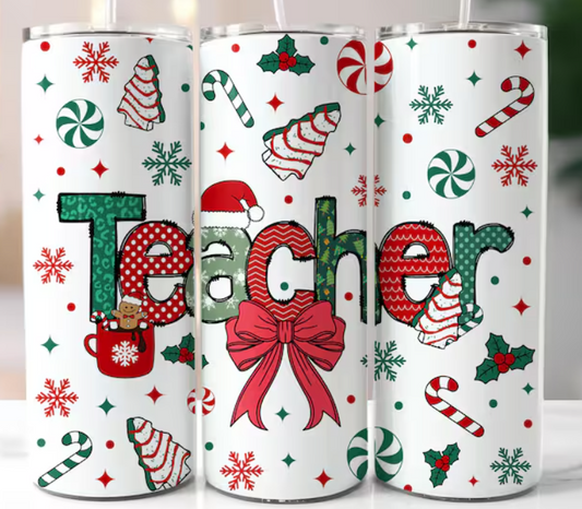 Christmas Teacher Tumbler Design