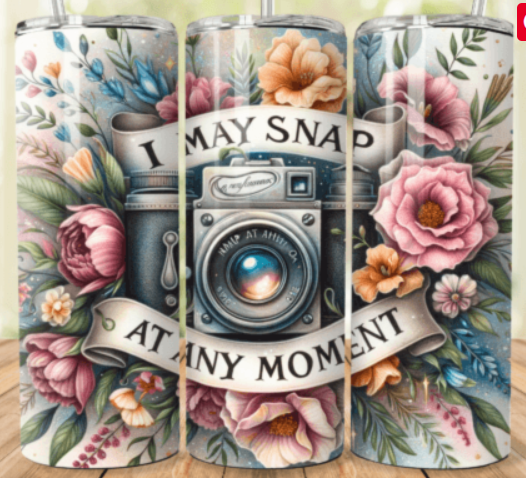 Floral Vintage Camera Tumbler Design